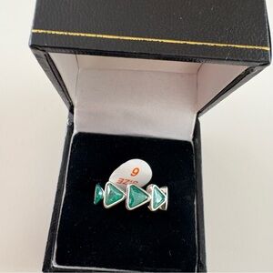 Bomb Party Forced Traced, Never Erased Ring RG62905 Emerald Ice Crystal Rhodium